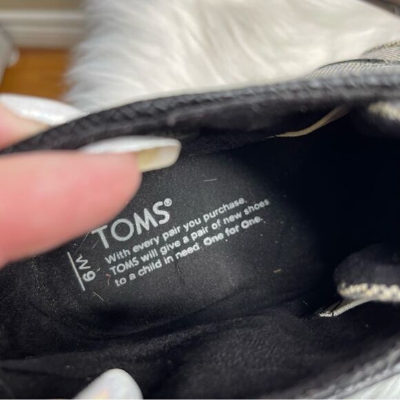 Toms Metallic Linen Desert Wedge Lace Up Ankle Booties 9 - Picture 7 of 9